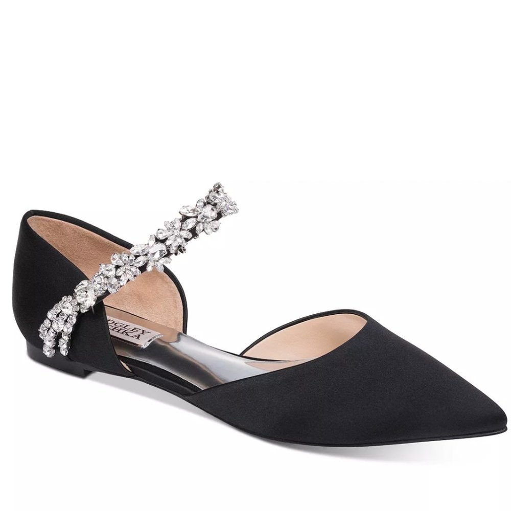 Badgley Mischka Erin Crystal-Embellished d'Orsay Flats (Size 9) Brand New